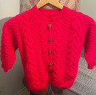 Toddler sweater 4T cable knit, red, buttons, professionally hand-knit — photo 9