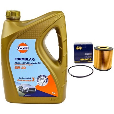 Motoröl Set Gulf Formula G 5W-30 4 Liter + Ölfilter für Volvo S40 I V40 1.8i 644