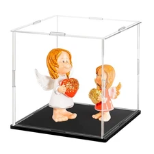 Frcctre 2 Pack Clear Acrylic Display Case with Black Base, 6 x 6 x 6 Inch Squ...