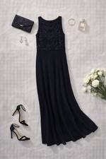 Adrienna Papell  Beaded Sequined Sleeveless Ruched Back Gown/dress Ladies Sz 4