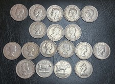 British two shillings collection, 18 coins different dates from 1947 to 1967