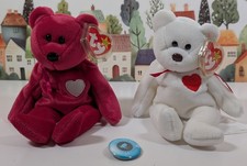 RARE Ty Beanie Baby Valentino Brown Nose PVC 1994 & Valentina 1998 Retired