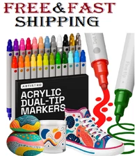 ARTISTRO Acrylic Paint Markers for Rock, Fabric, Wood, Glass, Craft - 24 Quick