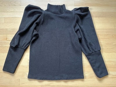 Women s Express Extreme Puff Shoulder Black Sweater Size Large