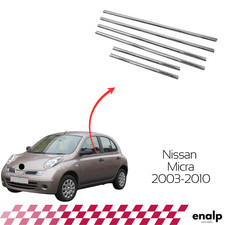 Chrome Windows Frame Trim 6 Pcs For Nissan Micra 2003-2010 Stainless Steel Chrome Windows Frame Trim 6 Pcs For Nissan Micra 2003-2010 Stainless Steel