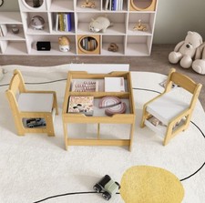 Toddler Activity Table 3in1 Study Set w/Detachable Blackboard Durable MDF Safe