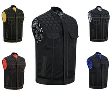 SOA Mens Textile Vest Paisley Style Motorcycle Biker Club Concealed Carry Pocket