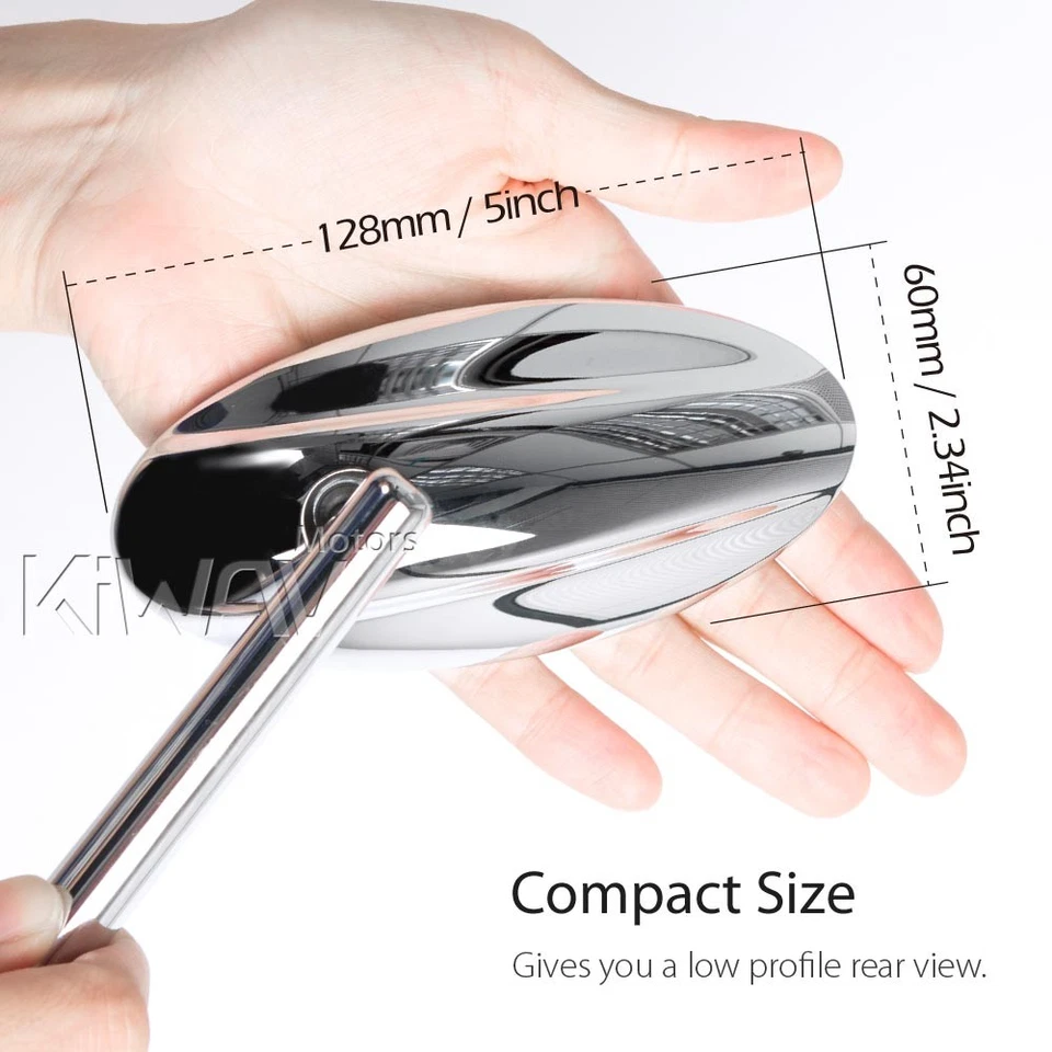 paire rétroviseur ULTRA chromé oval CNC aluminum pour café racer motorcycle bike - Photo 4/4