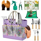 10Piece Stainless Steel Garden Tool Set with Tote Bag for Gardeners
