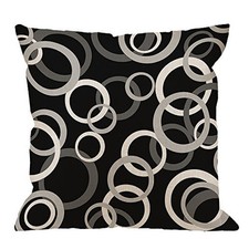  Taies d'oreiller cercle noir blanc gris et noir cercle coton lin carré 