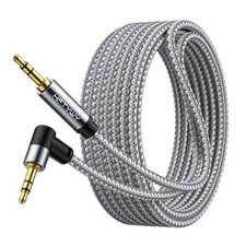 90-Degree Right Angle Aux Cord 4ft, 3.5mm Audio Cable Nylon Braided, Hi-Fi Stere