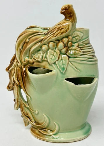 McCoy Vase/Planter Light Green with Brown Bird