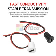 USB Type C Power Connector Panel Mount Waterproof Socket Female Connector 2-pin