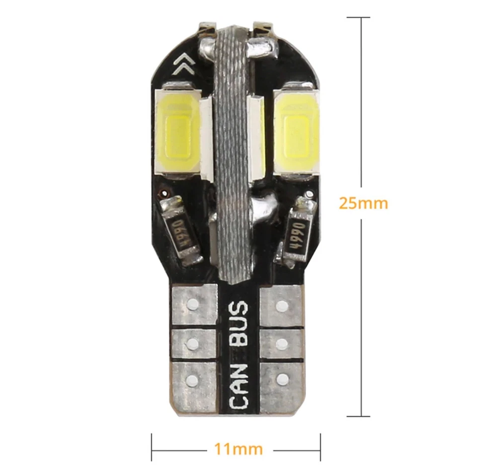 2 x 8 SMD LED T10 W5W 501 PUSH WEDGE NUMBER PLATE LIGHT BULB 360 HID WHITE - Image 2 of 4