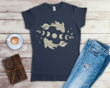 Moon Fish Ladies Fitted Celestial T Shirt Sizes Small-2XL