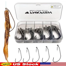 THKFISH 25/30Pcs Fishing Hooks Twistlock Hooks Weighted Bass Hooks Swimbait Hook