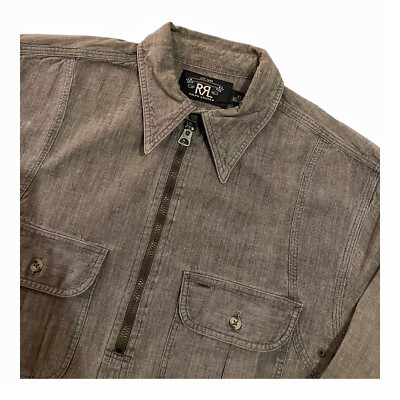 Ralph Lauren Double RL RRL Pullover Work Shirt Gray Charchoal Half