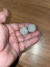 Silver Tone Beautiful CLEAR CRYSTAL RHINESTONE  Stud EARRINGS /EUC