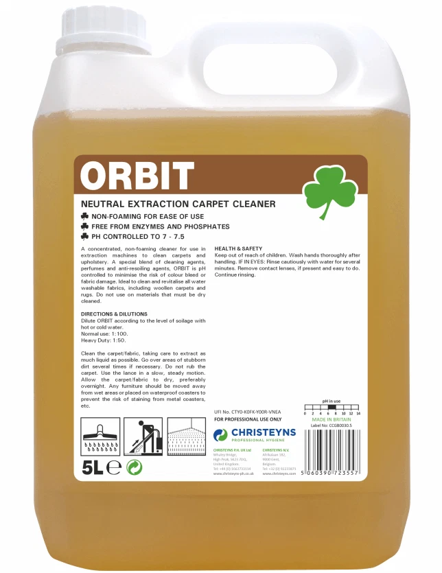Heavy Duty Carpet Floor Upholstery Cleaner, Clover Chemicals ORBIT Concentrate