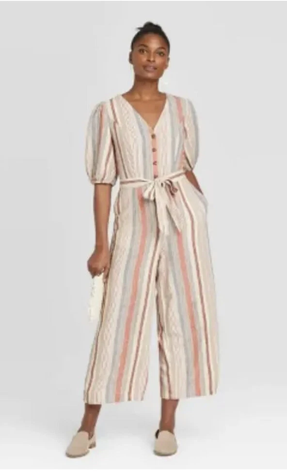 Multi stripe jumpsuit hotsell