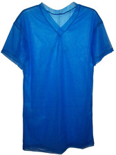 2 Layer SLEEP SHIRT Royal Blue SHEER NYLON NIGHT GOWN 41" Long  50" Chest 2X  