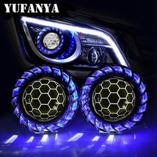 2.5 8.0 Honeycomb Bi Xenon Projector Lens Turbine Blue Led Angel Eyes Headlight