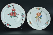 Assiette en faience ancienne Luneville Saint Clément bouquet de roses 18 ème x 2