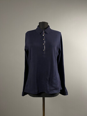 Saint James Womens Navy Blue Long Sleeve Polo Shirt Pullover Size XS US 6 GB 10
