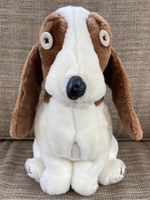 Vintage HUSH PUPPIES Plush BASSETT HOUND DOG Brown  White OOAK w/ Button eyes