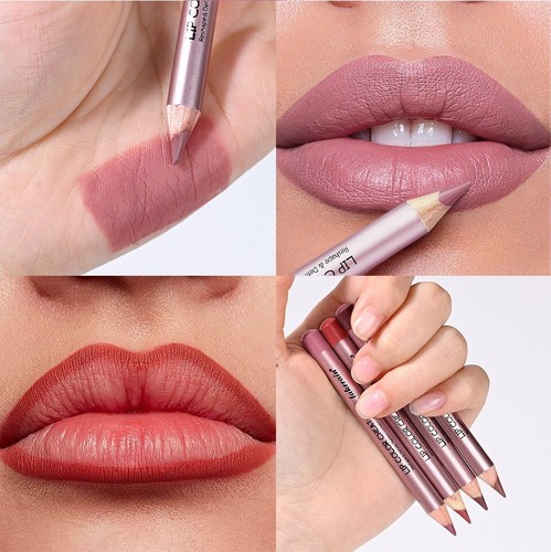Lakerain Mini Lip Liner Set: Wood Pencil, Smudge-Proof & Portable (4 Shades) UK - Picture 6 of 10