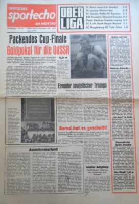 DEUTSCHES SPORTECHO 13. September 1965 SCL-Aue 6:2 ASK-Dresden 4:1  SCK-Rostock