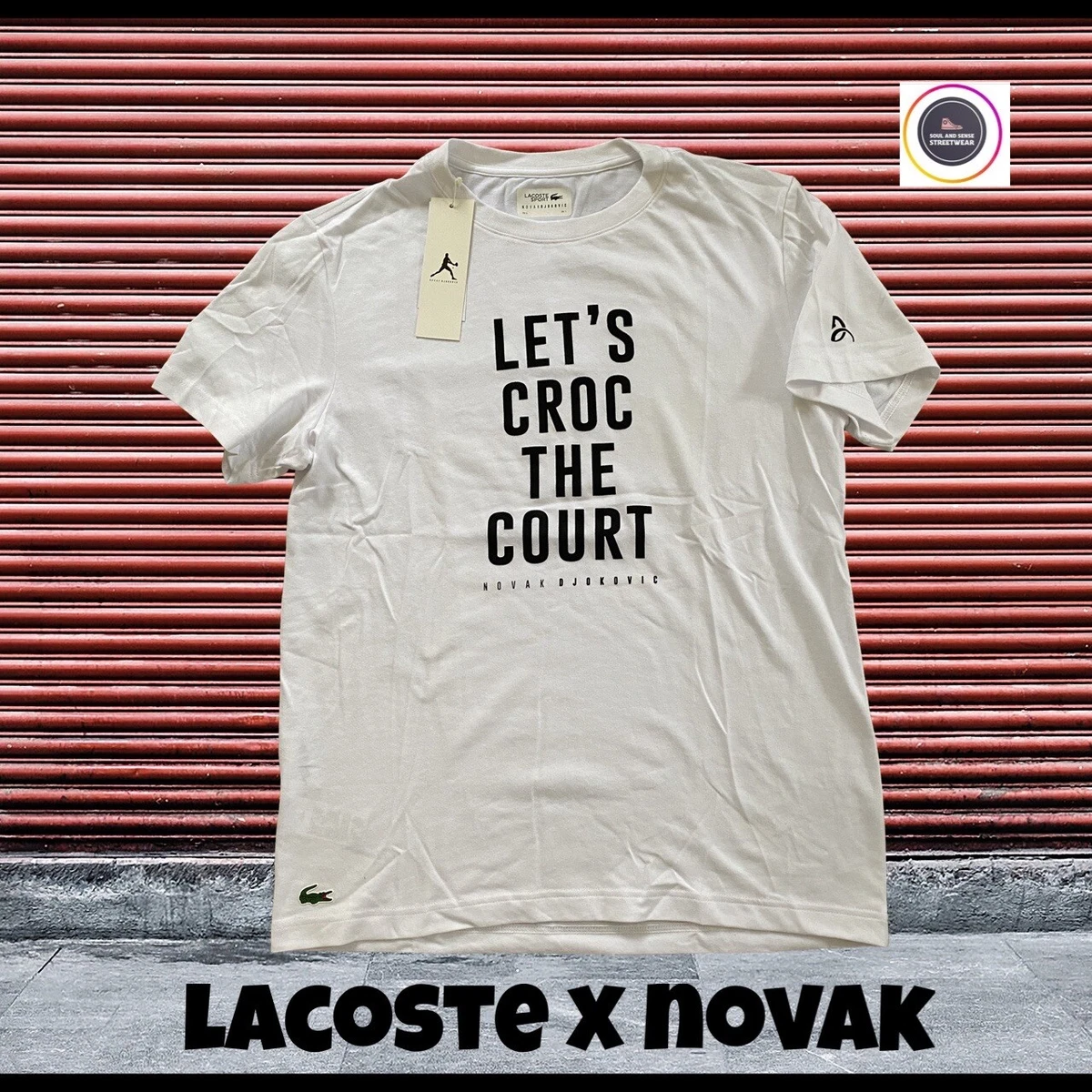 Lacoste Sport Novak Djokovic Men Tshirt White Tee Tennis Lets Croc