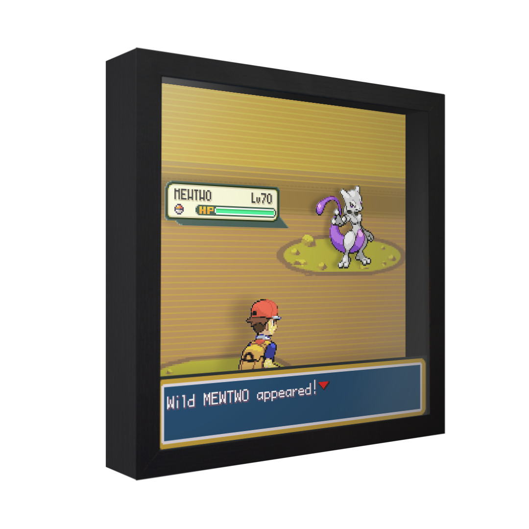 Pokemon FireRed (Mewtwo Battle) - 3D Shadow Box Frame (9 x 9