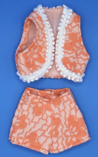 Vintage Barbie Clone MOD BROCADE SHORT & VEST SET