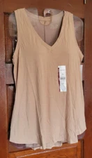 NWT TIME AND TRU Women's S 4/6 Beige High Low Rayon Spandex Tank Shirt