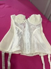 FREDERICKS OF HOLLYWOOD 34B VINTAGE 70  / 80  s Zip Lace CORSET Bustier w/ Garters
