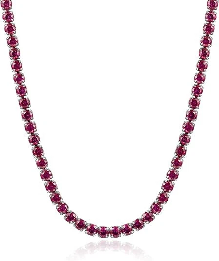 Collar de tenis para mujer de turmalina rosa creado en laboratorio de 4 mm de regalo en plata maciza 925 Foto 3 de 4