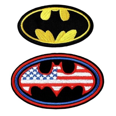 2er Set Batman Bruce Wayne Superheld Thermoaufkleber Patches (Ref 2)