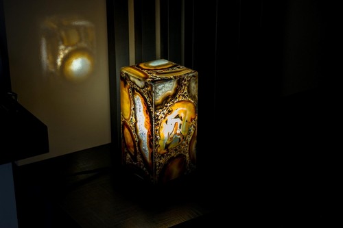 Natural Agate Desk, Side Lamp Handmade in Brazil - Small, Compact 8x4x4" - Picture 9 of 10
