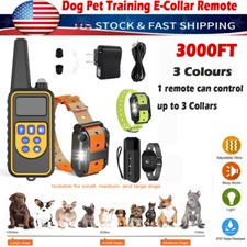 3000FT Dog Pet Training E-Collar Remote Rechargeable Waterproof Shock Anti-Bark*