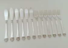 ROBBE & BERKING Rosenmuster, 925 Silber, 12 tlg. Fischbesteck - aus Vorbesitz