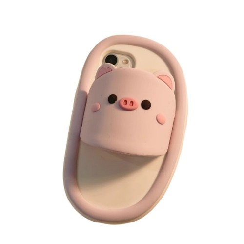 3D Lovely Slipper Pig Cartoon Silicone Case for iPhone 15 Pro Max 14 13 12 11 - 第 4/26 張圖片