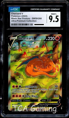 CGC 9.5 MINT+ Charizard V SWSH260 FULL ART HOLO 260 SWSH PROMO Pokemon Card