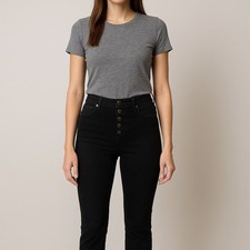 Free People Black Button Fly High-Rise Raw Hem Women's Jeans 29