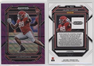 2023 Panini Prizm Draft Picks Purple Wave Prizm Jalen Carter #163 Rookie RC