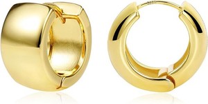 Authentic Chunky Hoop Earrings for Women 14k Gold Plated Silver Huggie Hoops Earrings Smal