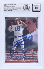 Peyton Manning Colts Signed 1998 Flair Showcase Row 2 #223 BAS 10 Rookie Card. rookie card picture