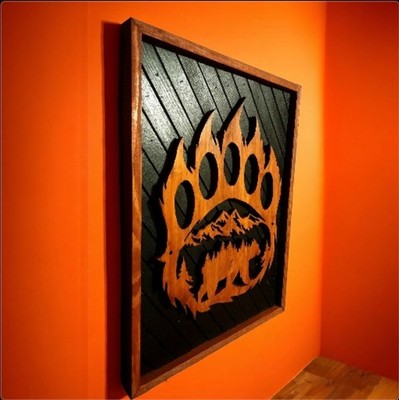 Rustic Bear Paw Wall Art   Handmade Cedar Cabin & Lodge Mountain Décor