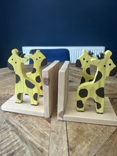 Safari Wooden Giraffe Bookends Kids Books Shelf Tidy Childrens Nursery