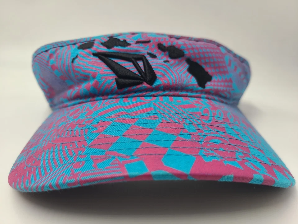 Volcom Stone Hawaii Islands Sun Golf Visor Adjustable Hat Cap Hawaiian Blue Pink - Image 2 of 4